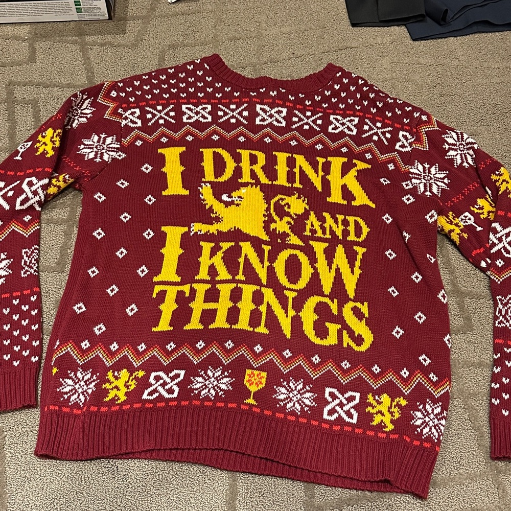 Maroon and Yellow Graphic Crewneck Sweater